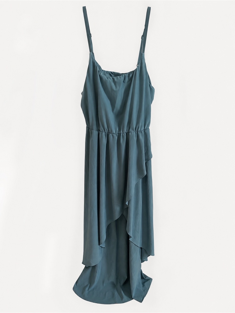 Halara XL Teal Blue Maxi Dress – Spaghetti Strap Ruffle Flowy Dress